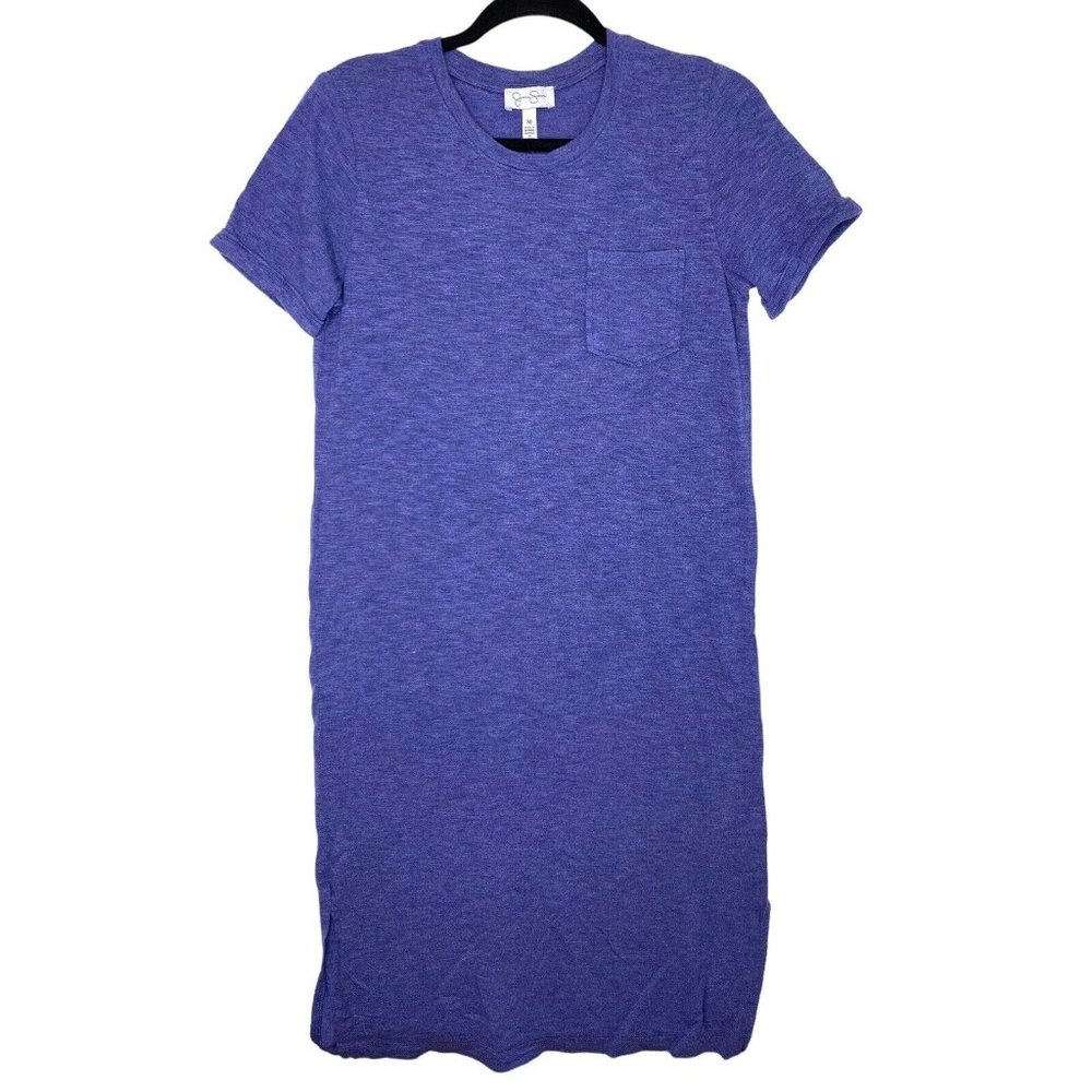 Jessica Simpson Woman's Blue Stretch‎ Trapeze Shirts Dress Medium Pocket Comfy
